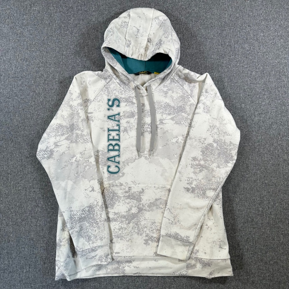 Cabela's Hoodie Mens XL Snow Camo Embroidered Logo World's Foremost Outfitters